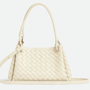 Unique Vintage Cream Woven Vegan Leather Shoulder Bag